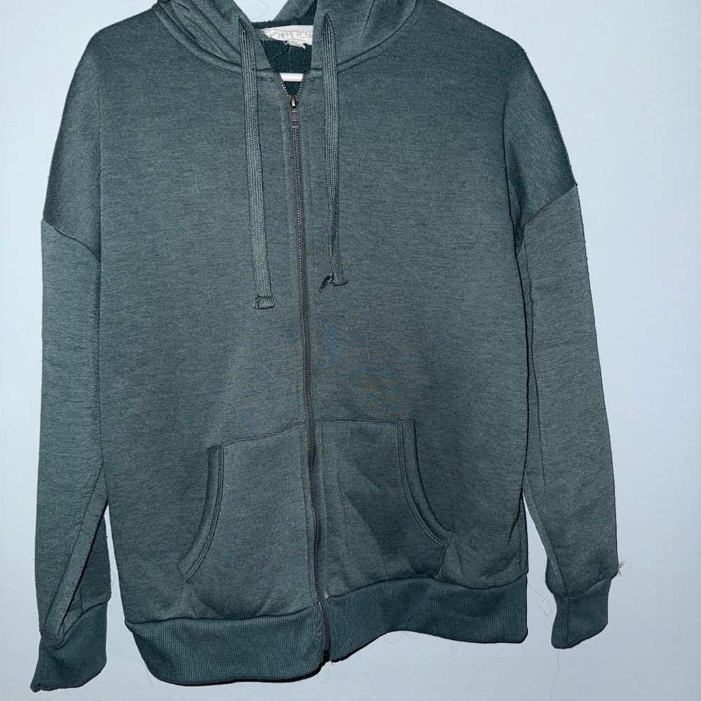 Hippie Rose Men's Dark Green Zip-Up Sweater